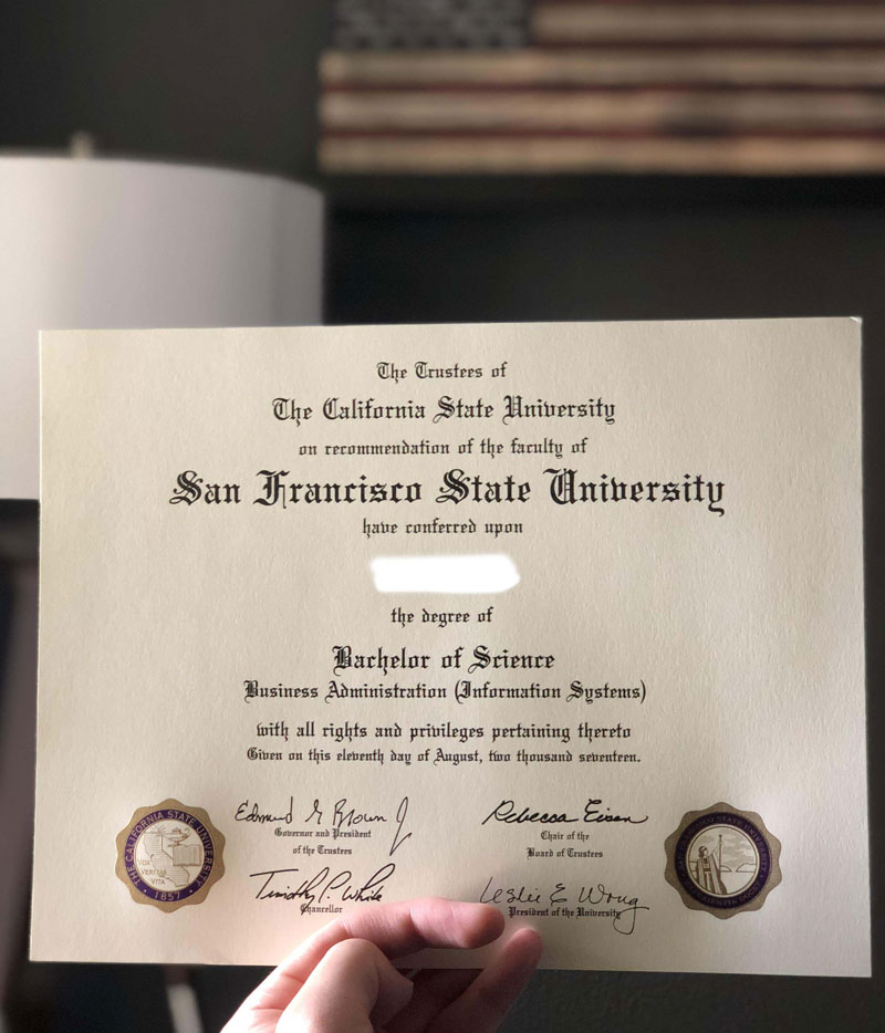 旧金山州立大学毕业证书照